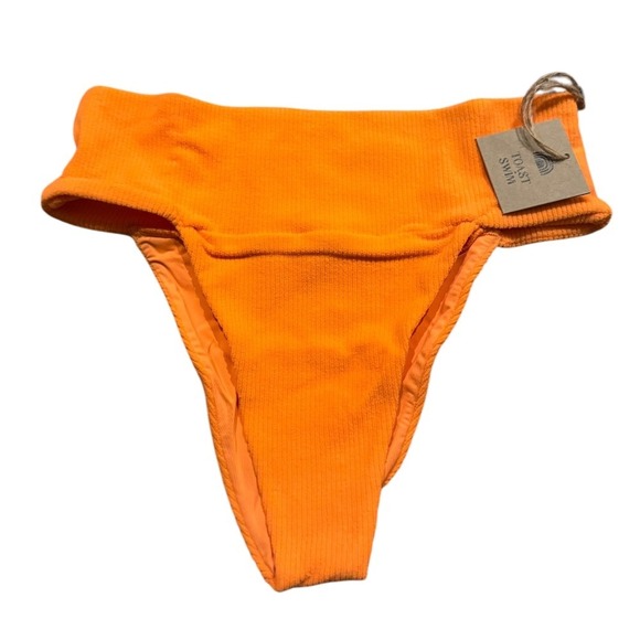 Toast Swim X Free People Signature Banded Waist Nectarine Rib Small Orange - Picture 3 of 7